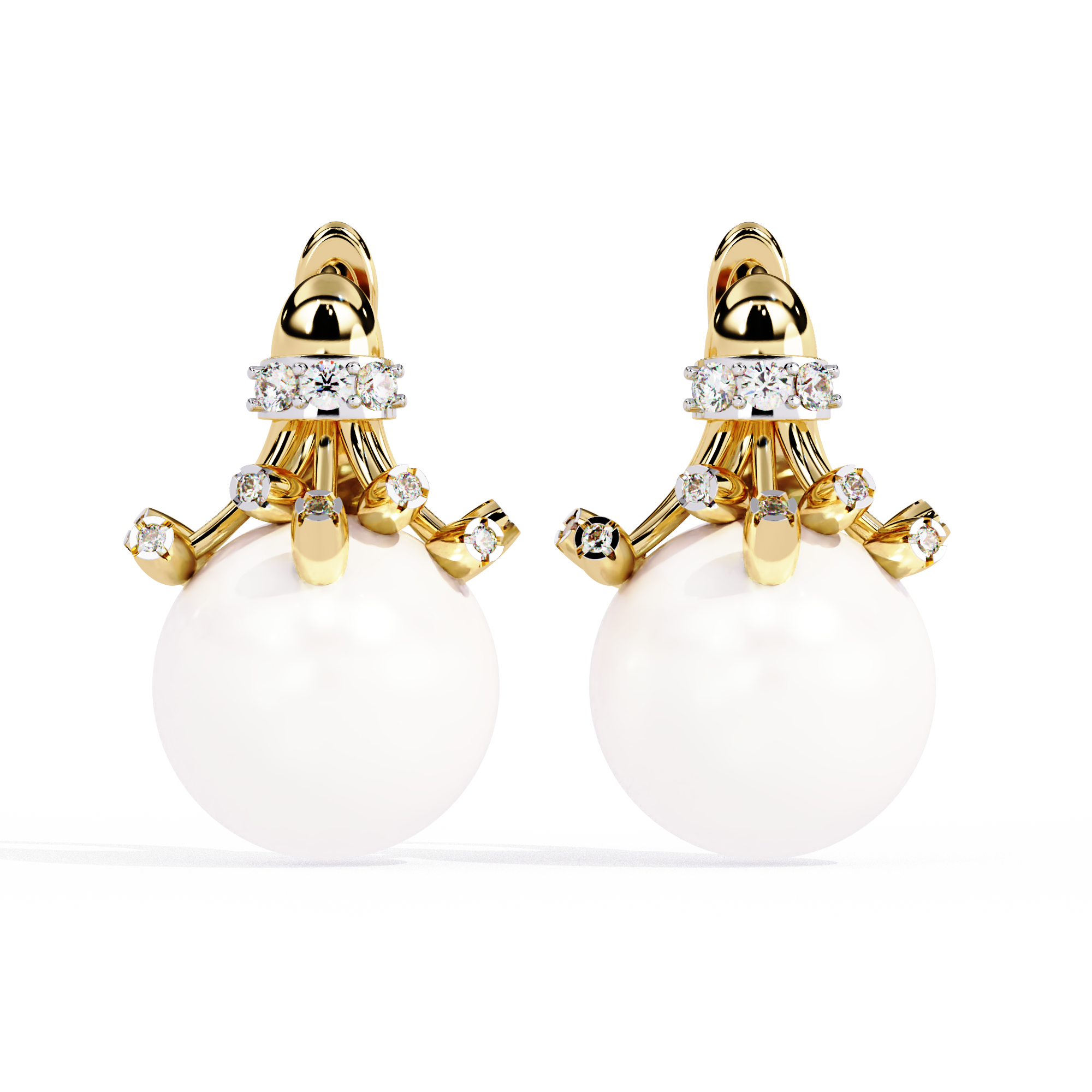 Buy Natural Diamond Claw Pearl Earrings | Solitairekart